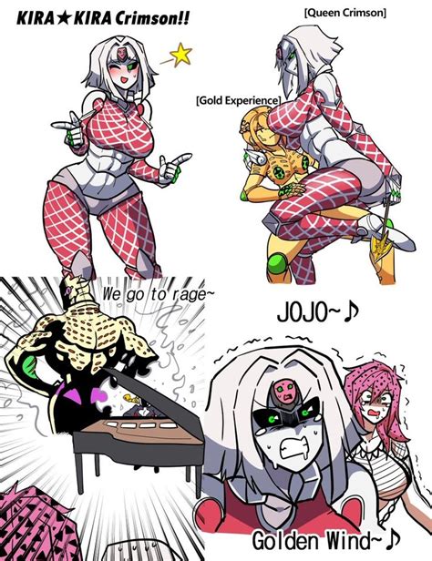 It is a feminine-looking humanoid Stand with the power to soften any object it touches, giving them rubber-like properties. . Jojo bizarre adventure r34